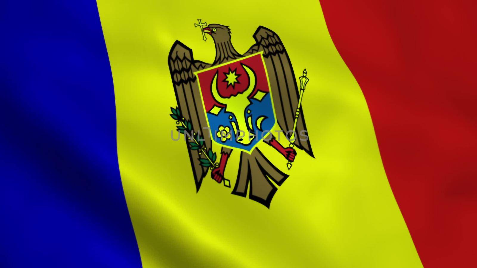 Realistic Moldova flag waving in the wind.