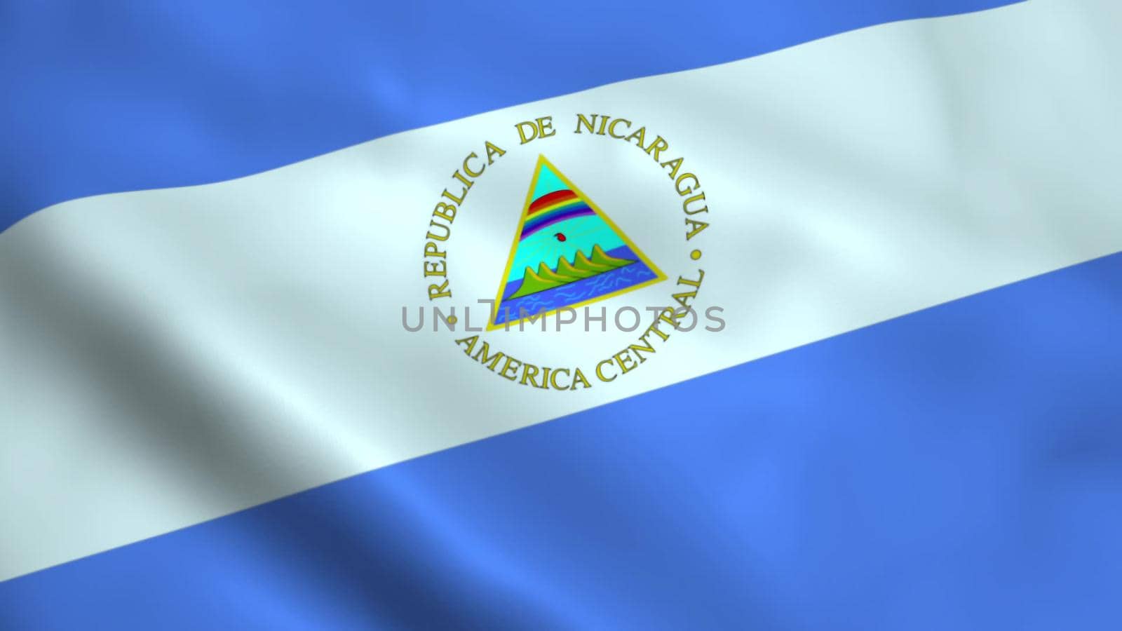 Realistic Nicaragua flag 3D rendering by designprojects