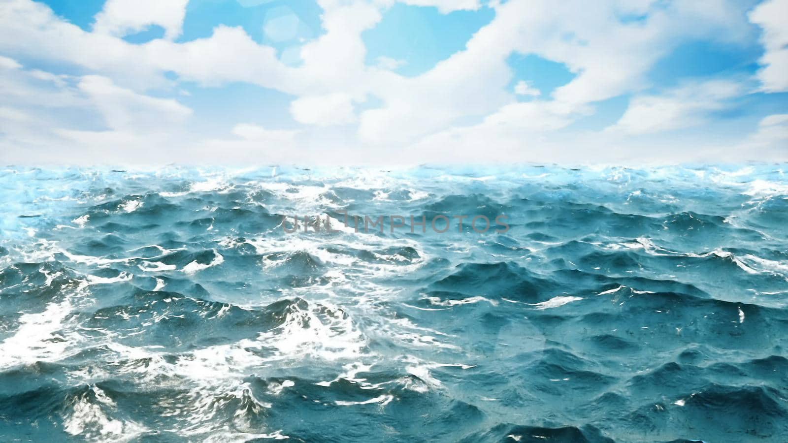 ocean waves with day sky on the background. 3D rendering by designprojects
