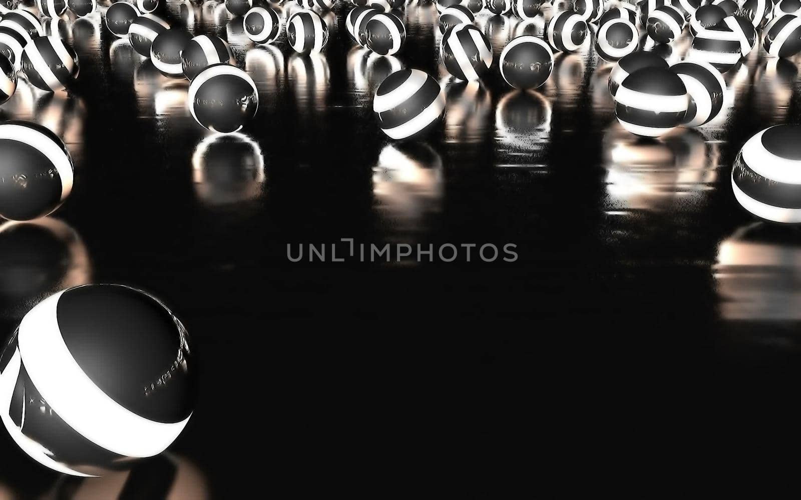Abstract CGI graphics with glowing spheres
