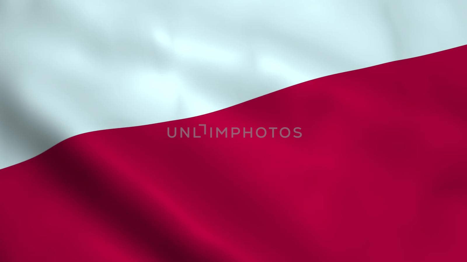Realistic Polish flag waving in the wind.