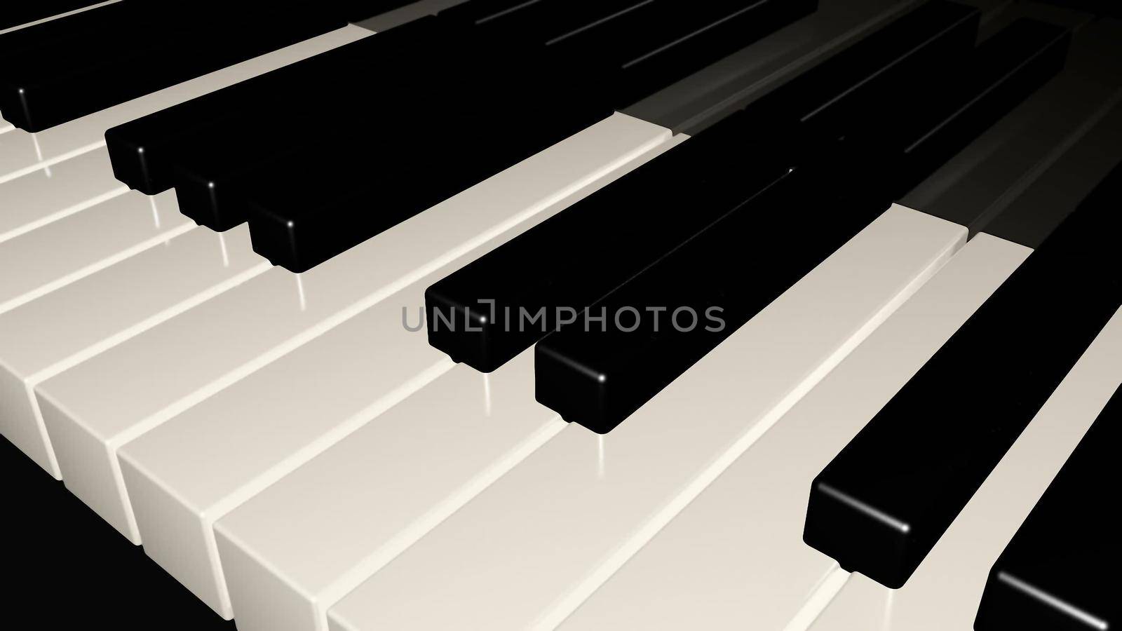 Piano keyboard background 3D rendering by designprojects