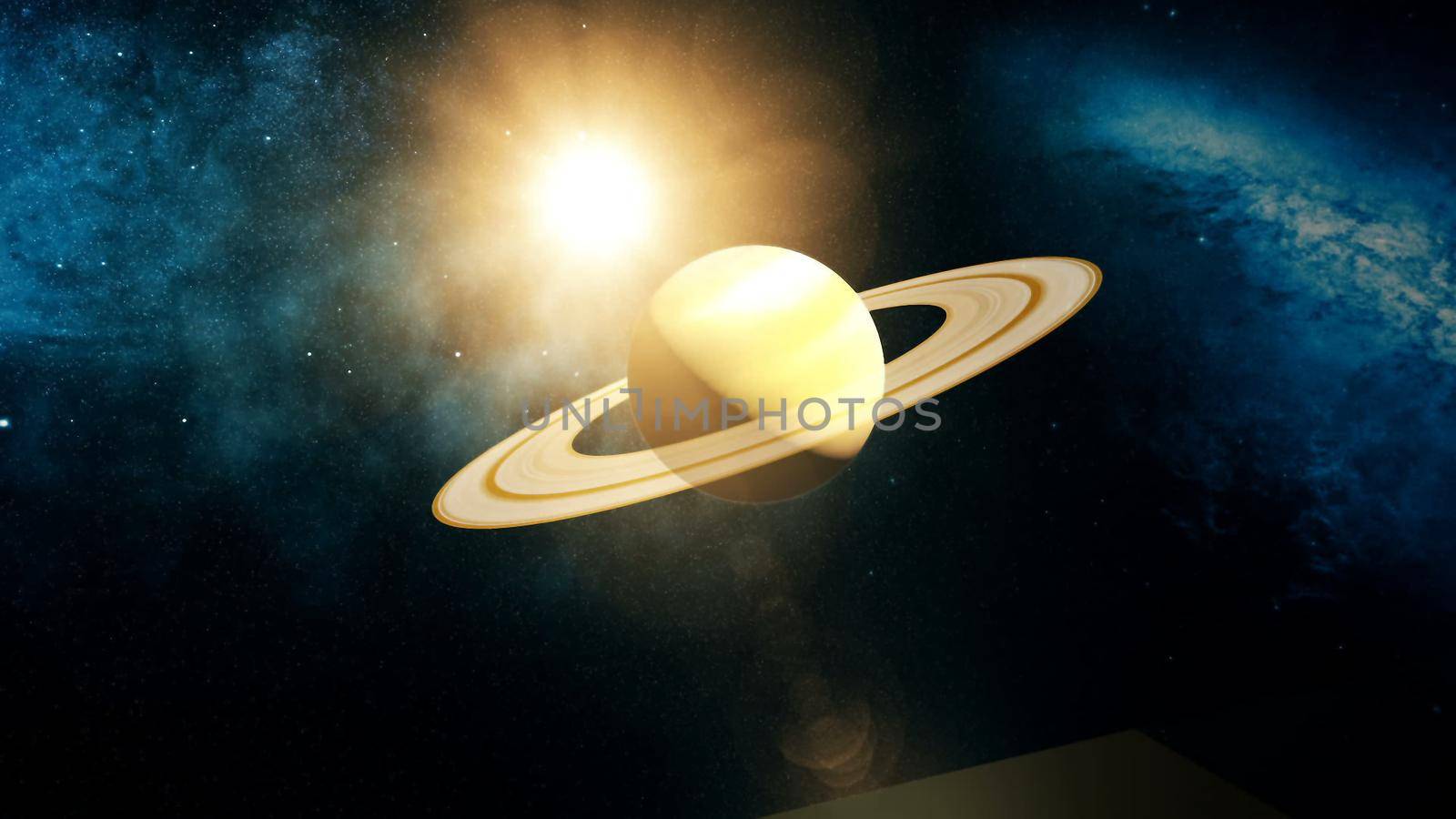 Realistic Planet Saturn from space 3D rendering by designprojects