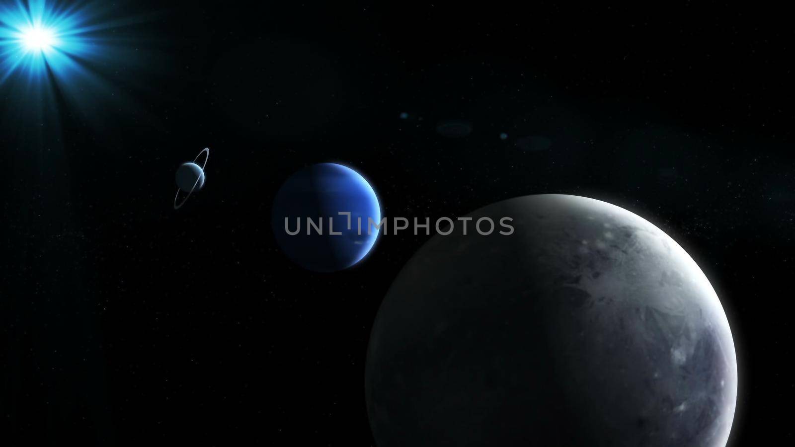 Realistic Planets from space 3D rendering by designprojects