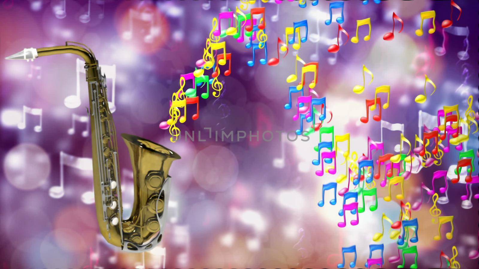 Background with nice abstract saxophone 3D rendering by designprojects