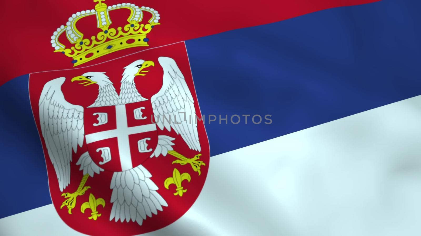 Realistic Serbian flag waving in the wind.
