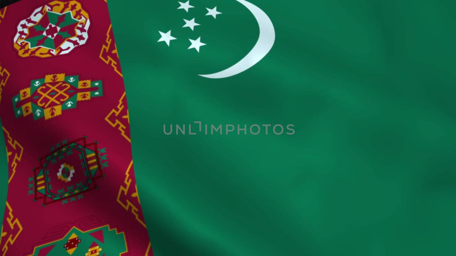 Realistic Turkmenistan flag waving in the wind.