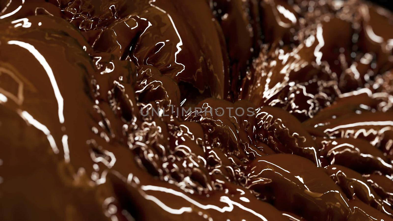 background with Liquid chocolate 3D rendering by designprojects