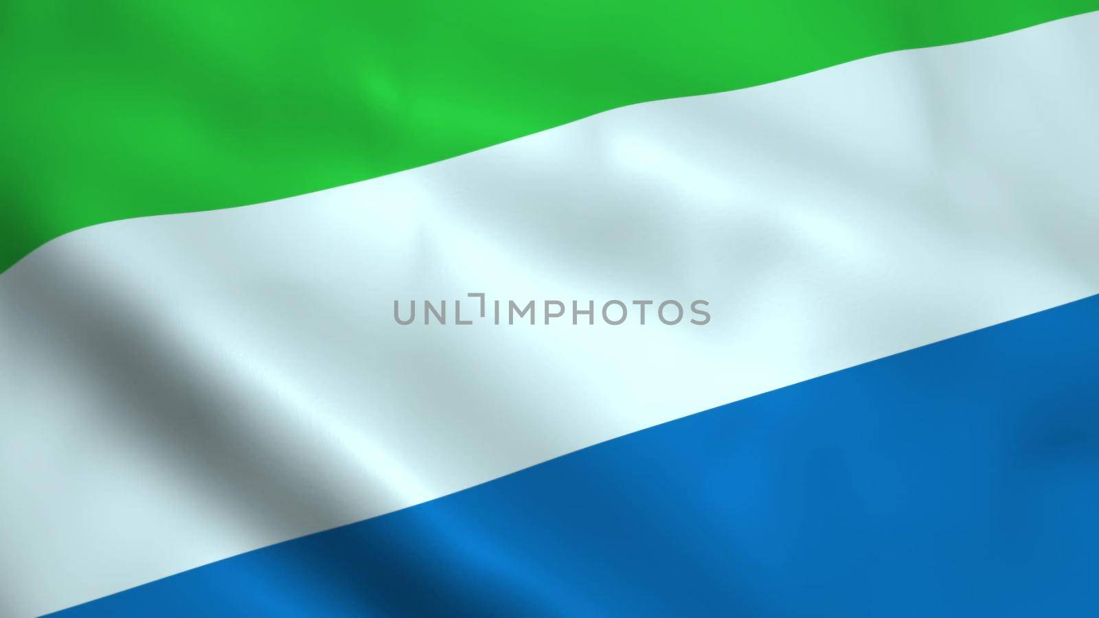 Realistic Sierra Leone flag waving in the wind.