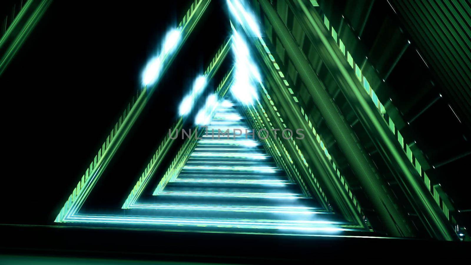 background flight in sci-fi tunnel. 3D rendering by designprojects