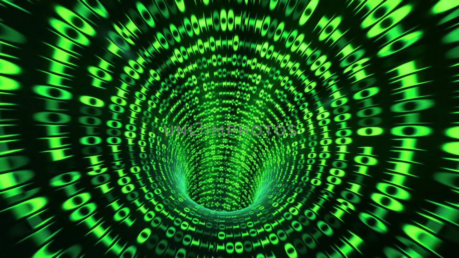 abstract binary code tunnel - green