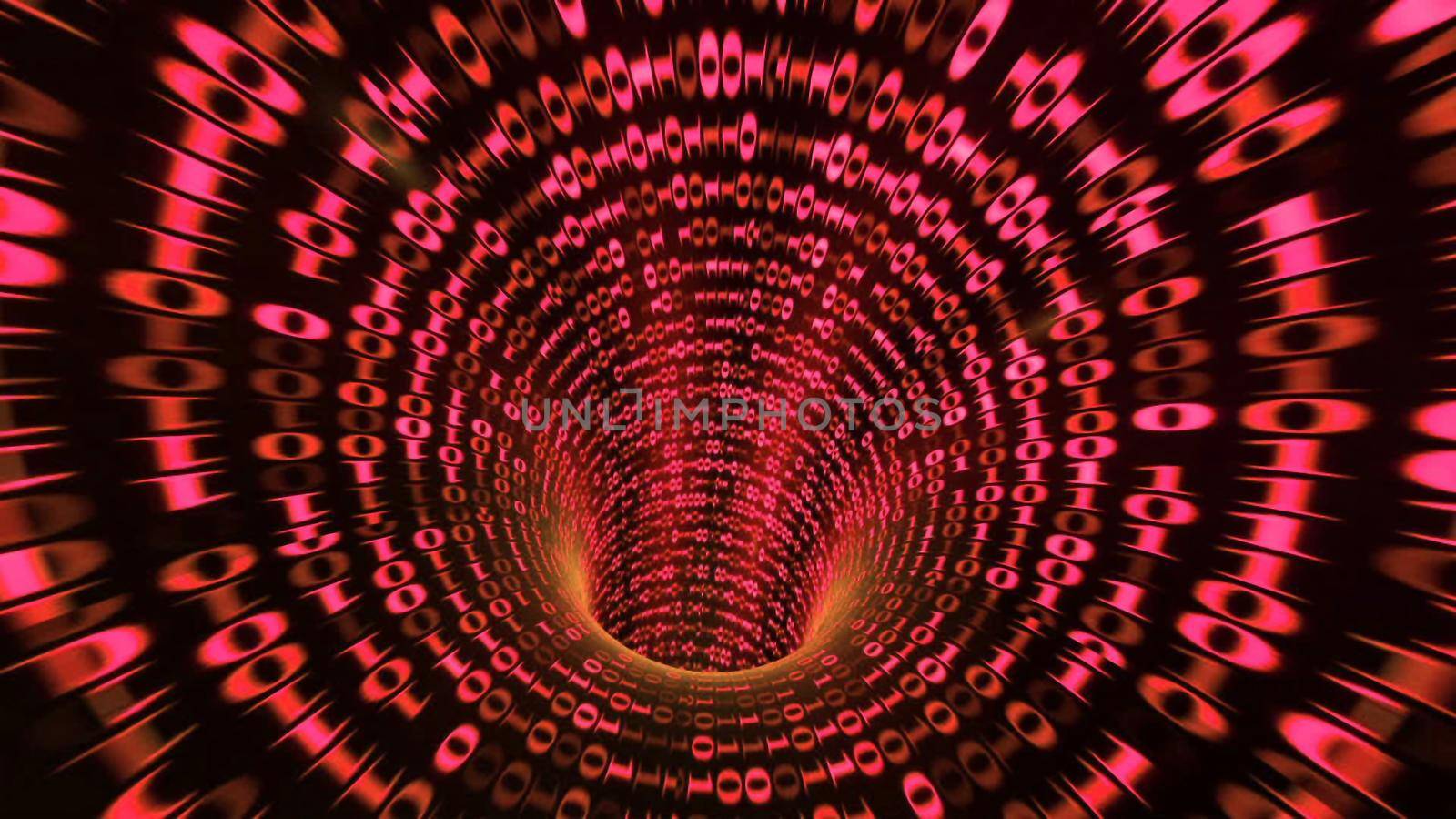 abstract binary code tunnel - red