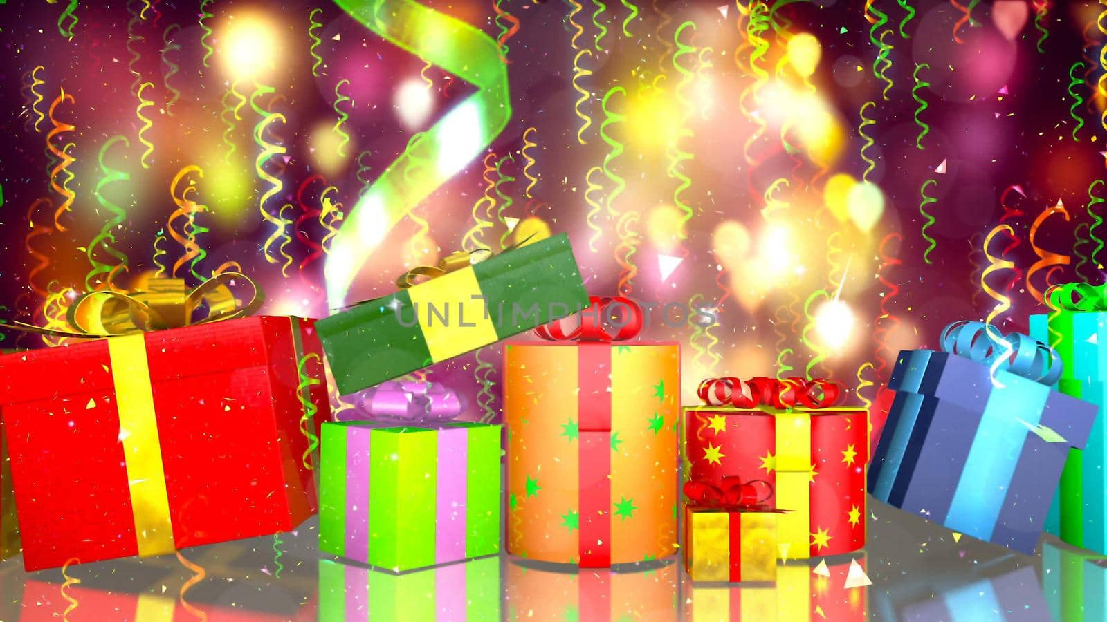 Background with nice gift boxes 3D rendering by designprojects