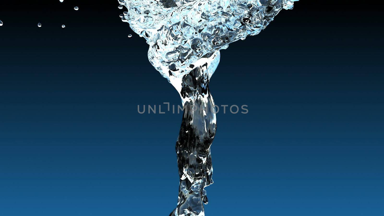 Water splash with bubbles of air 3D rendering by designprojects