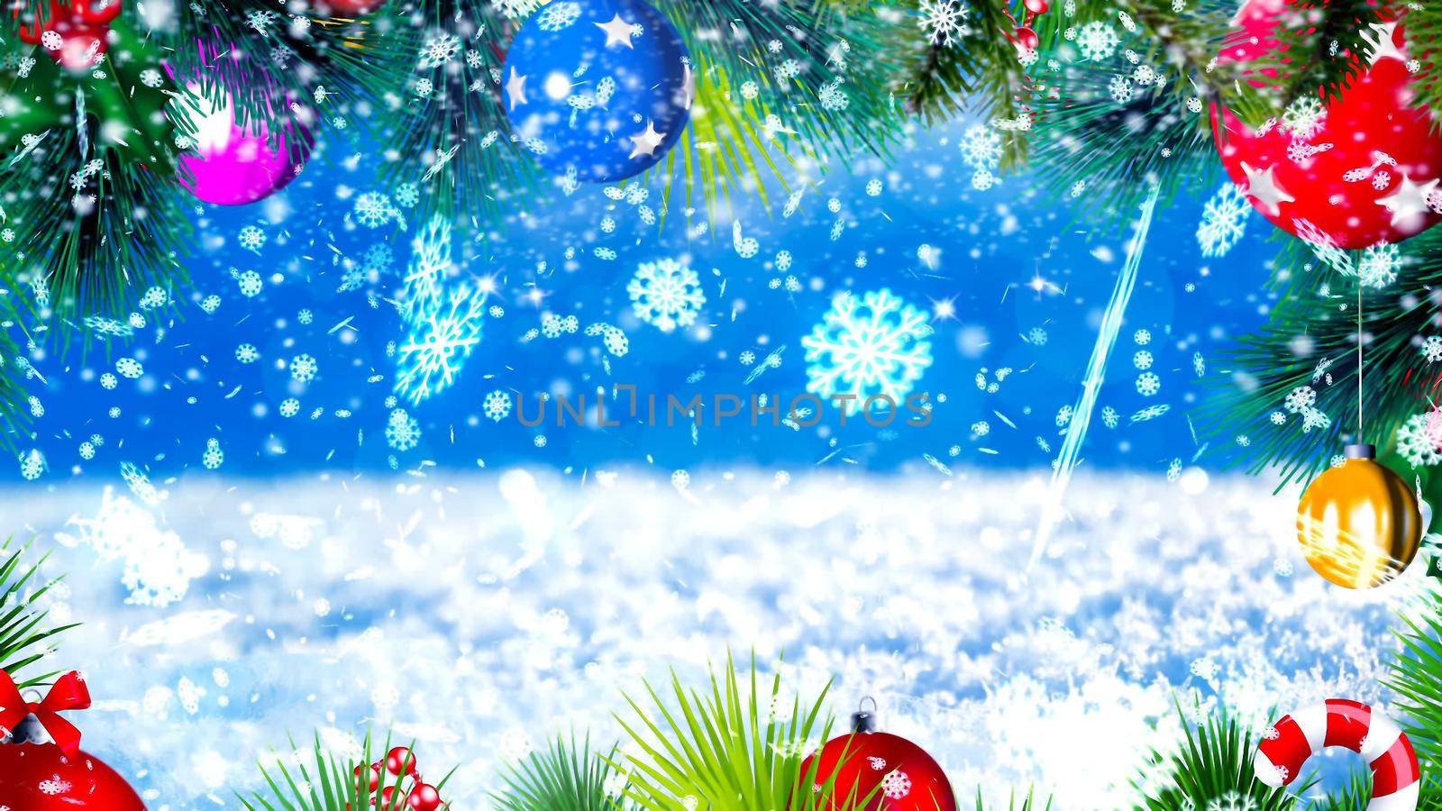 Background with nice snowflakes and xmas motive 3D rendering by designprojects