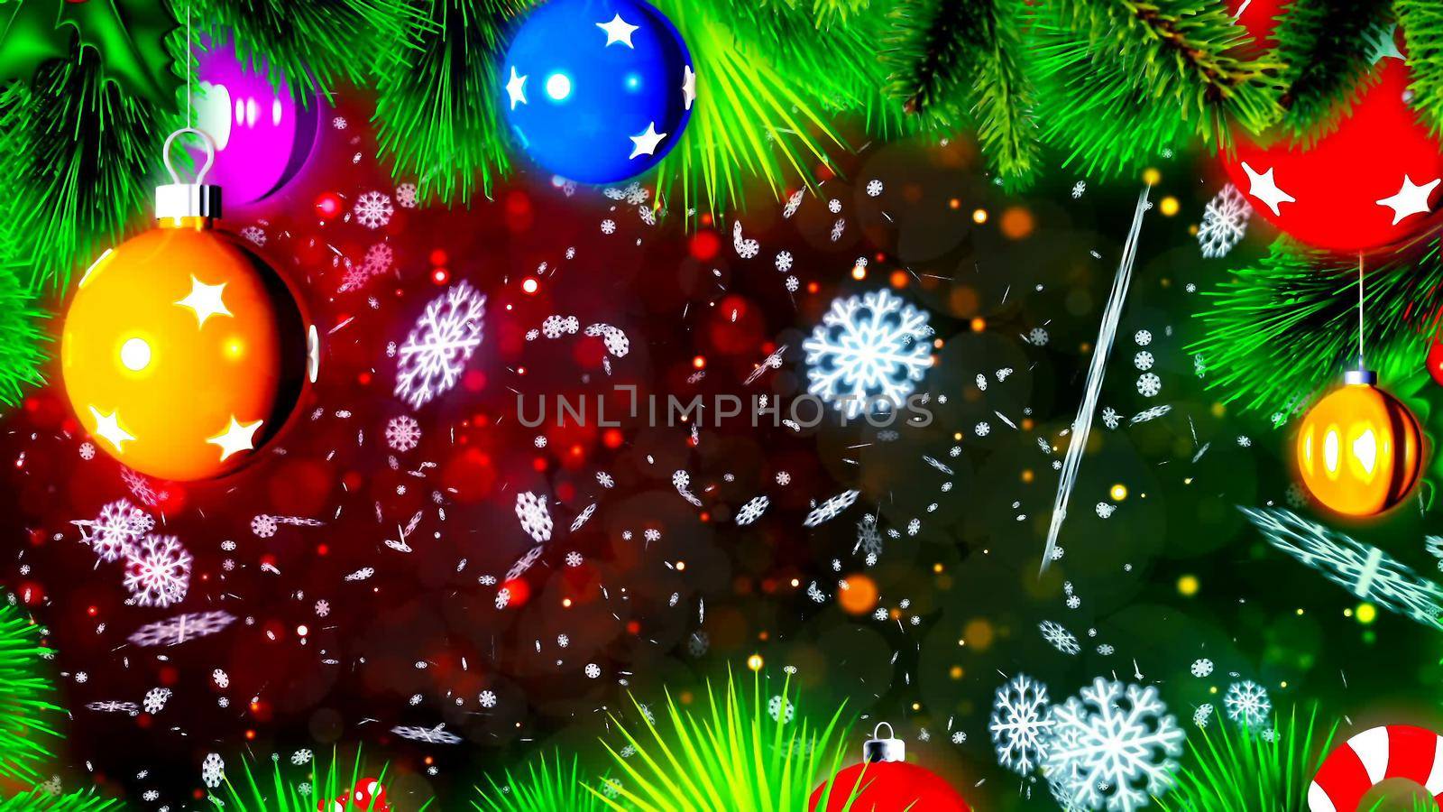 Christmas background with nice balls 3D rendering by designprojects