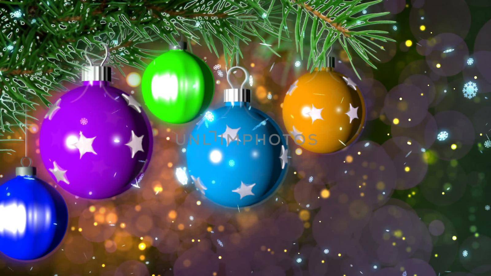 Christmas background with nice balls 3D rendering by designprojects