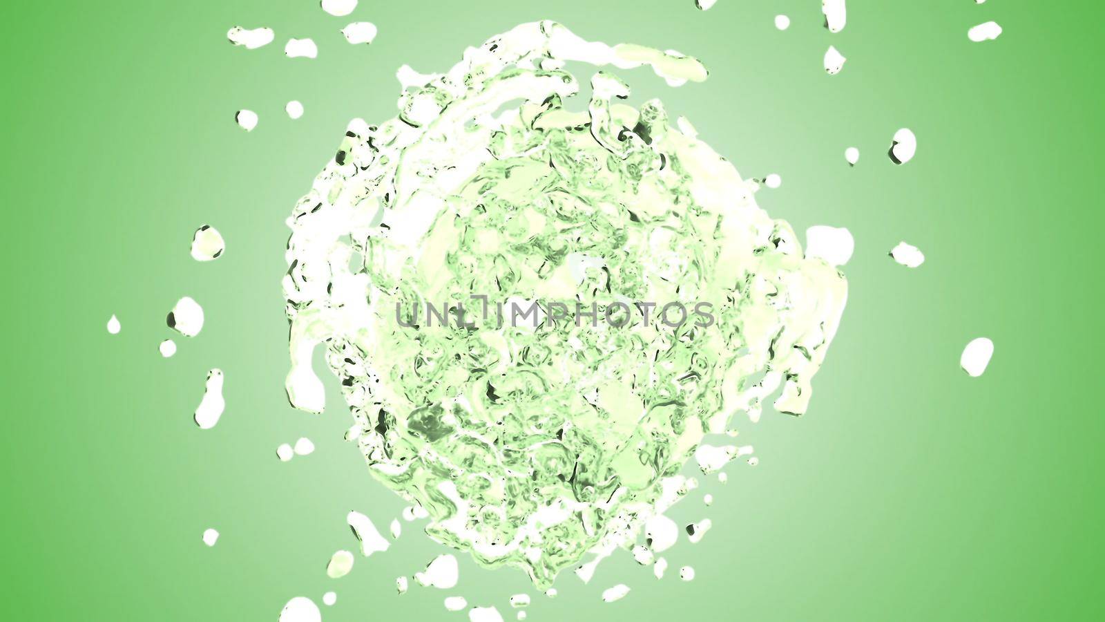 Water splash with bubbles of air. 3d rendering