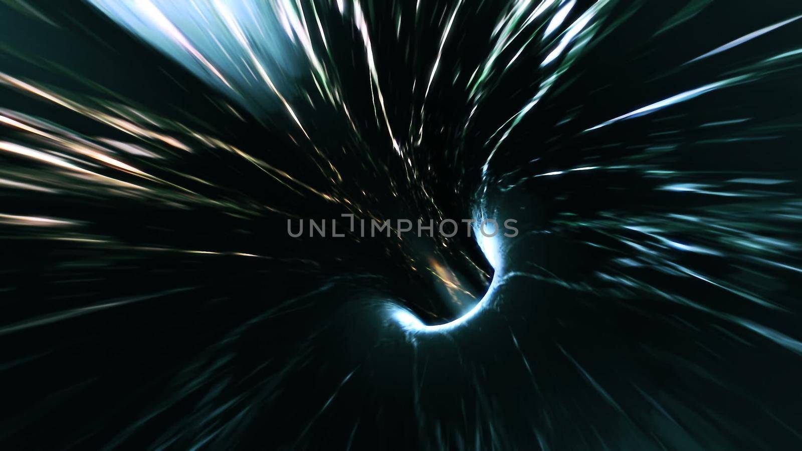 Abstract background with flight in sci-fi tunnel with fantastic lights.