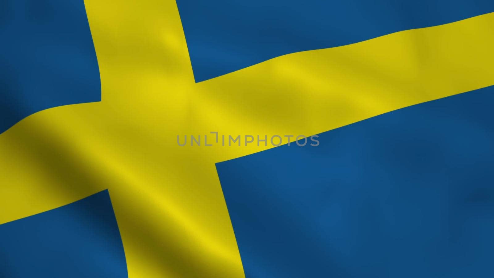 Realistic Swedish flag waving in the wind.