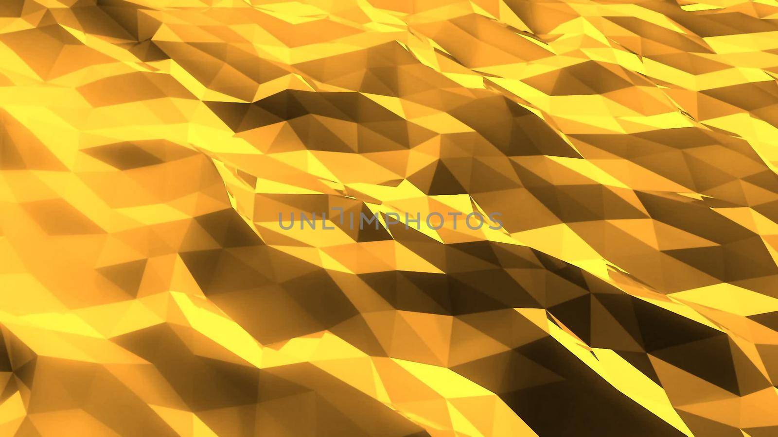 Abstract low poly green sea. Golden