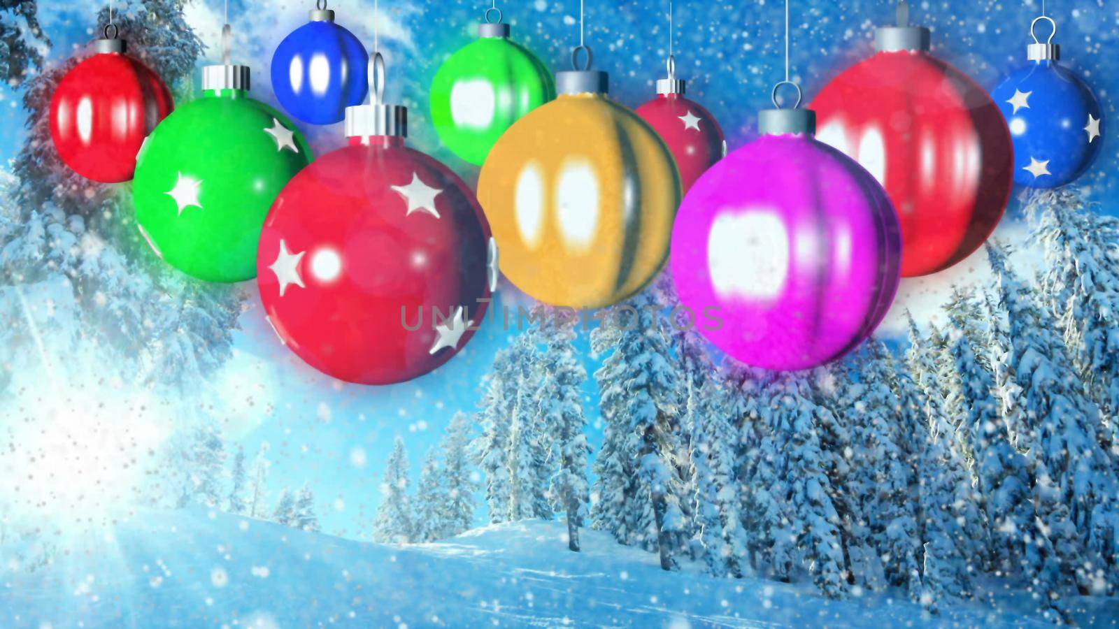 Christmas background with nice balls 3D rendering by designprojects