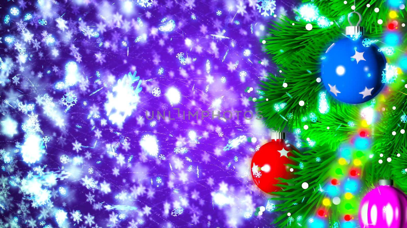 Christmas background with nice balls 3D rendering by designprojects