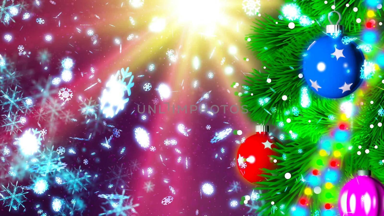 Christmas background with nice balls 3D rendering by designprojects