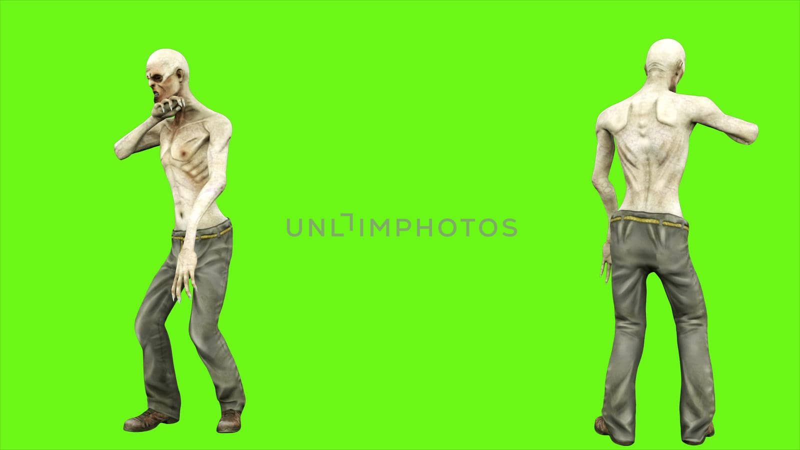 Zombie dance, seperated on green screen