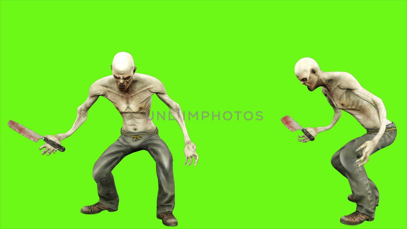 Zombie attacks - seperated on green screen