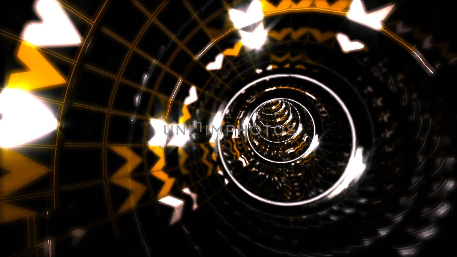 Abstract background with flight in sci-fi tunnel.