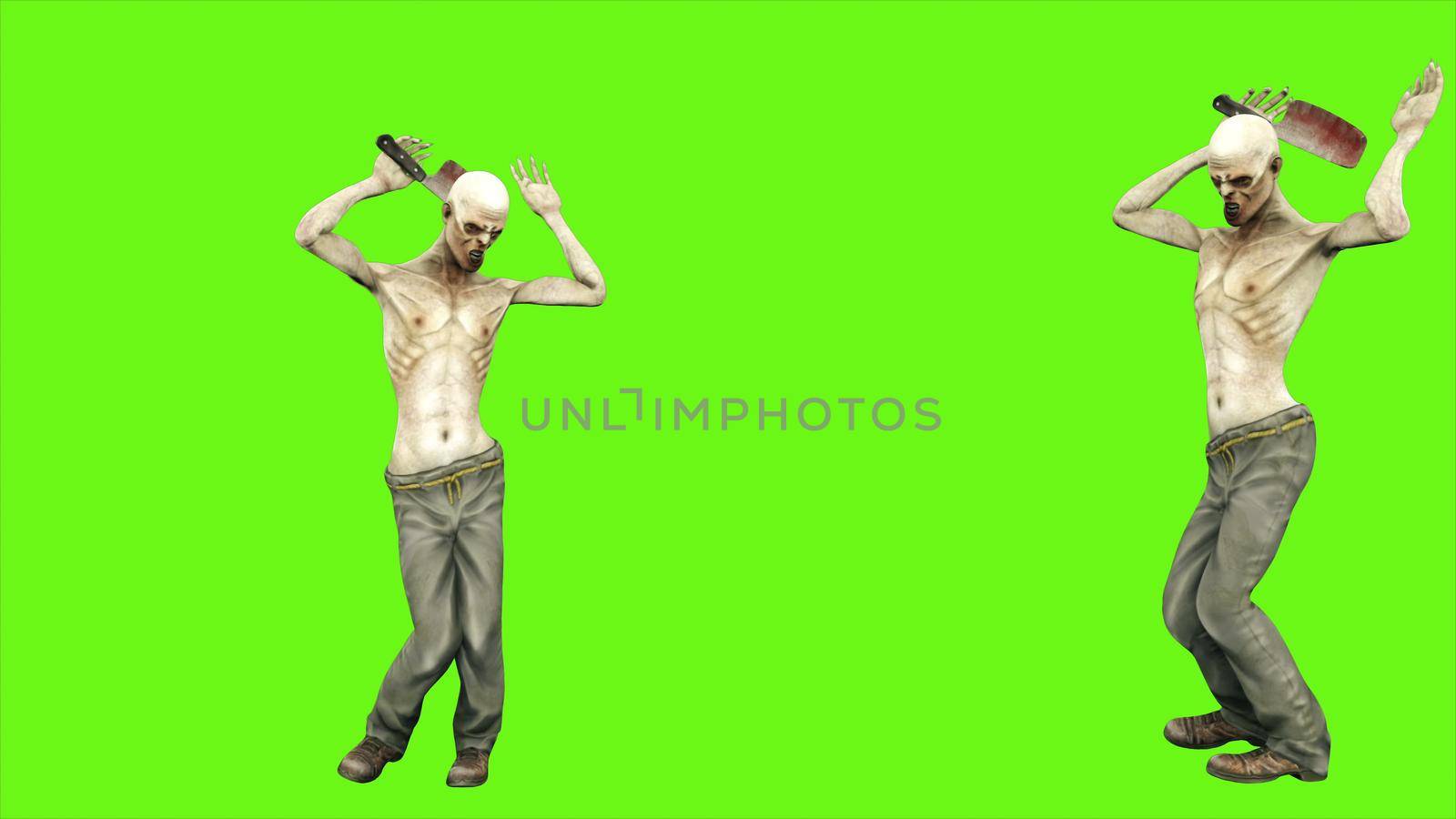 Zombie dance, seperated on green screen