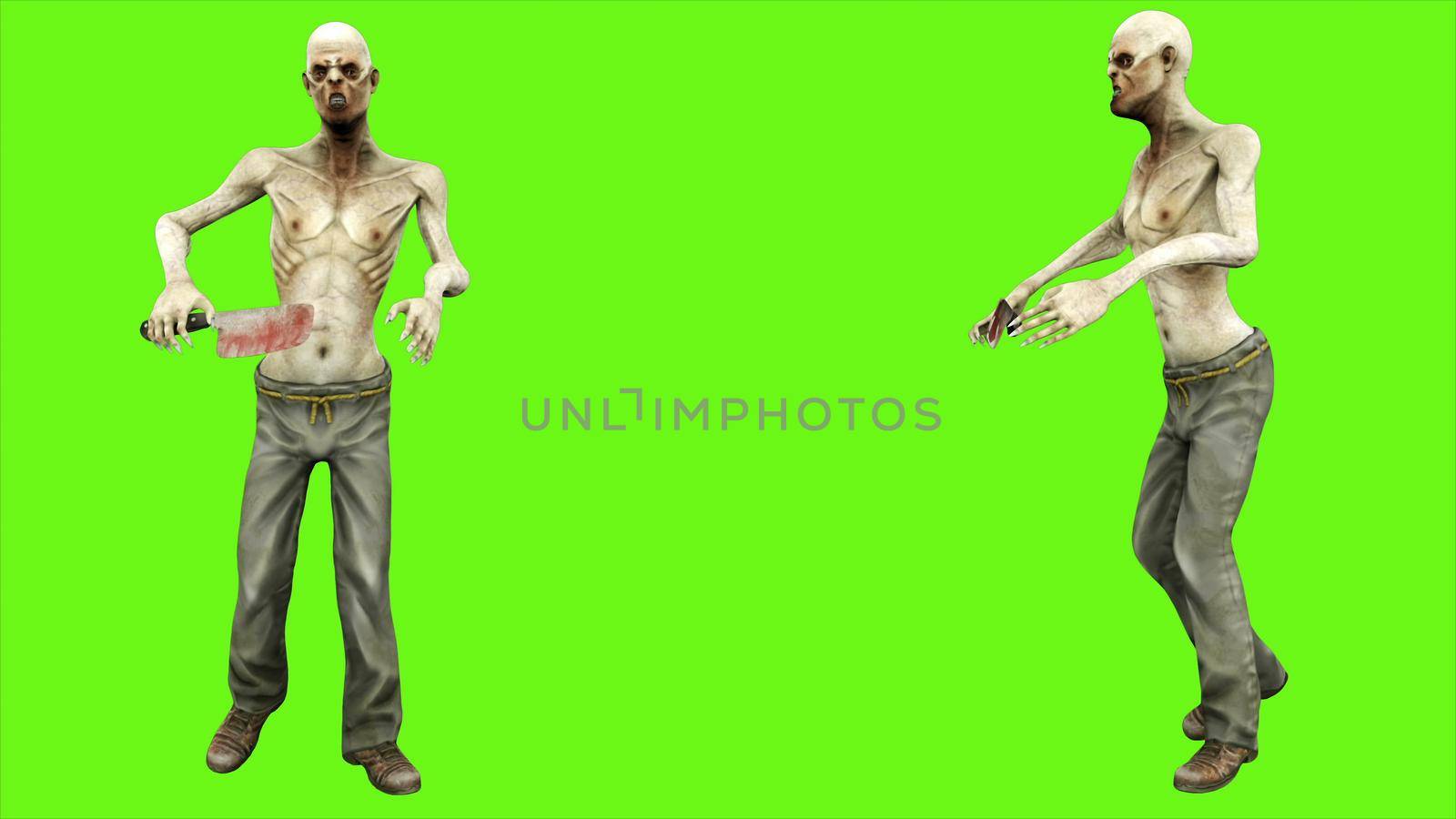 Zombie dance, seperated on green screen