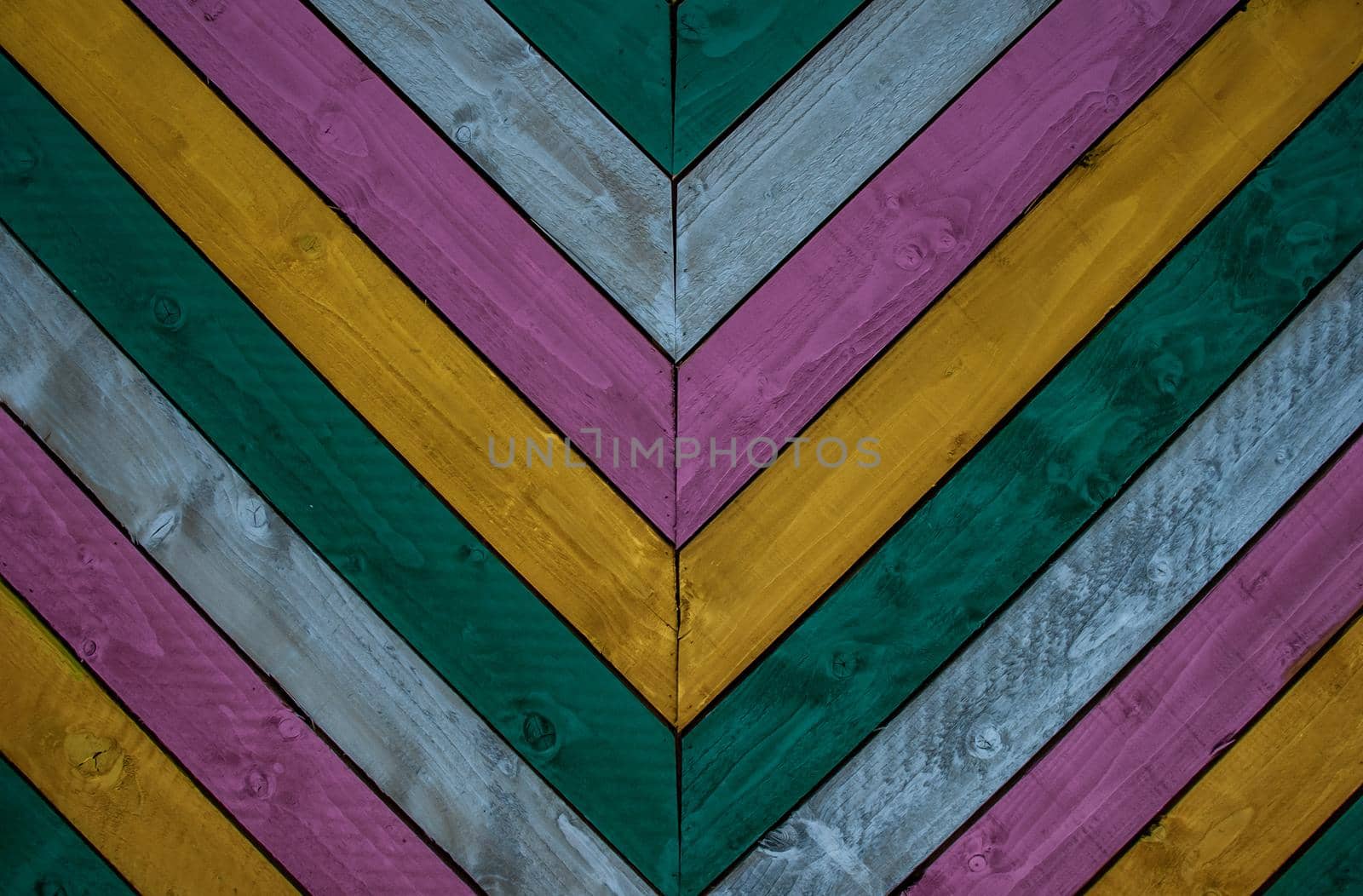 Colorful vintage old wooden plank wall texture background. Creative Wood Background. V Shaped, Symbol V, victory, Copy Space, Selective focus.
