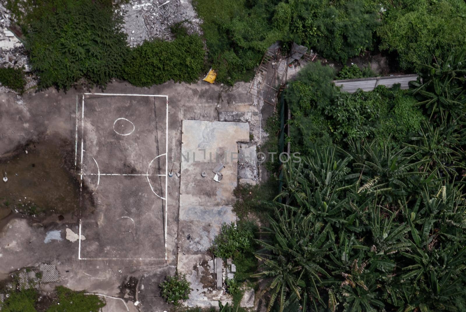 Top view, Sepak takraw Stadium On an Wasteland space.