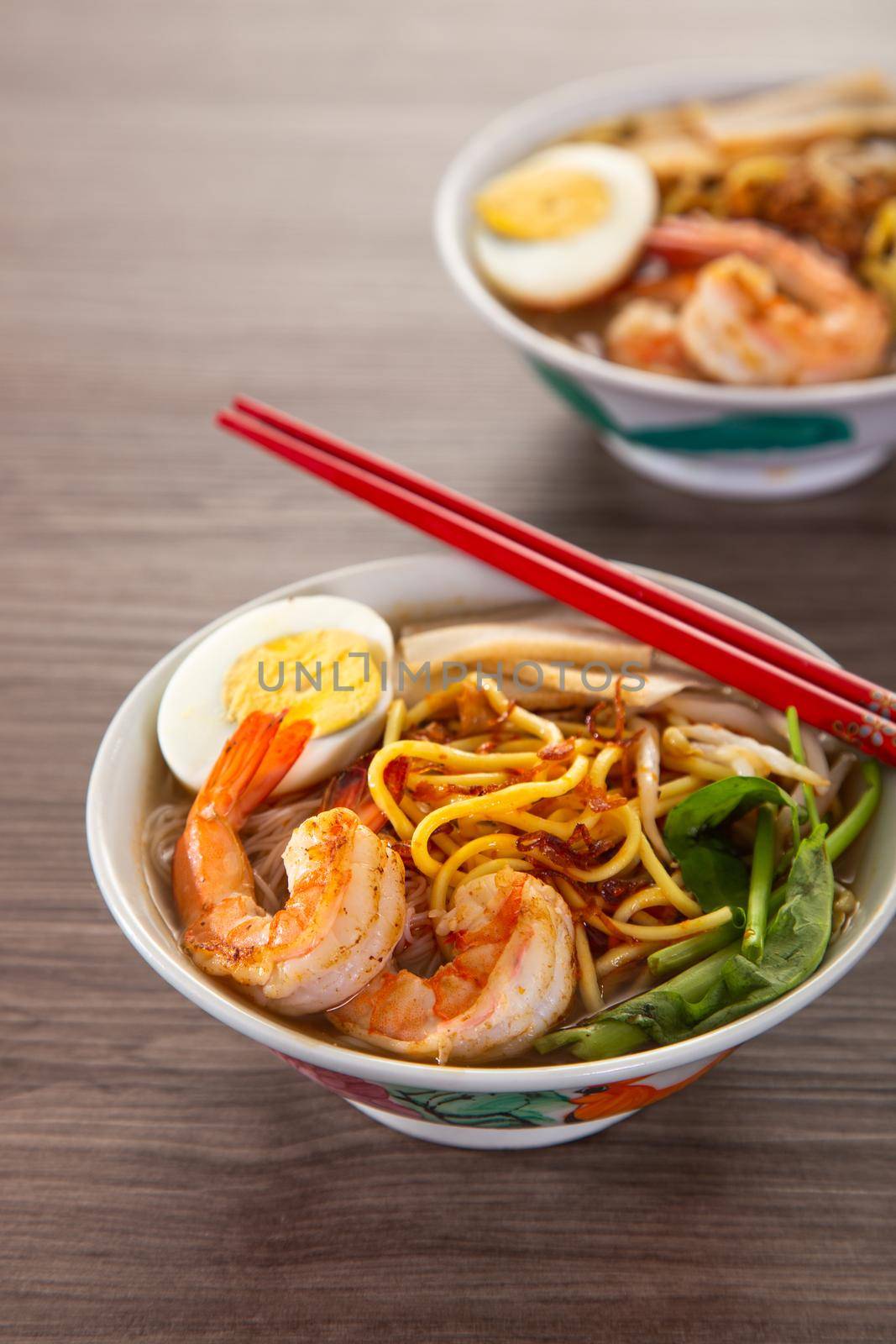 Spicy Prawn Noodle. A delicacy made popular by the Chinese in Malaysia and Singapore by tehcheesiong