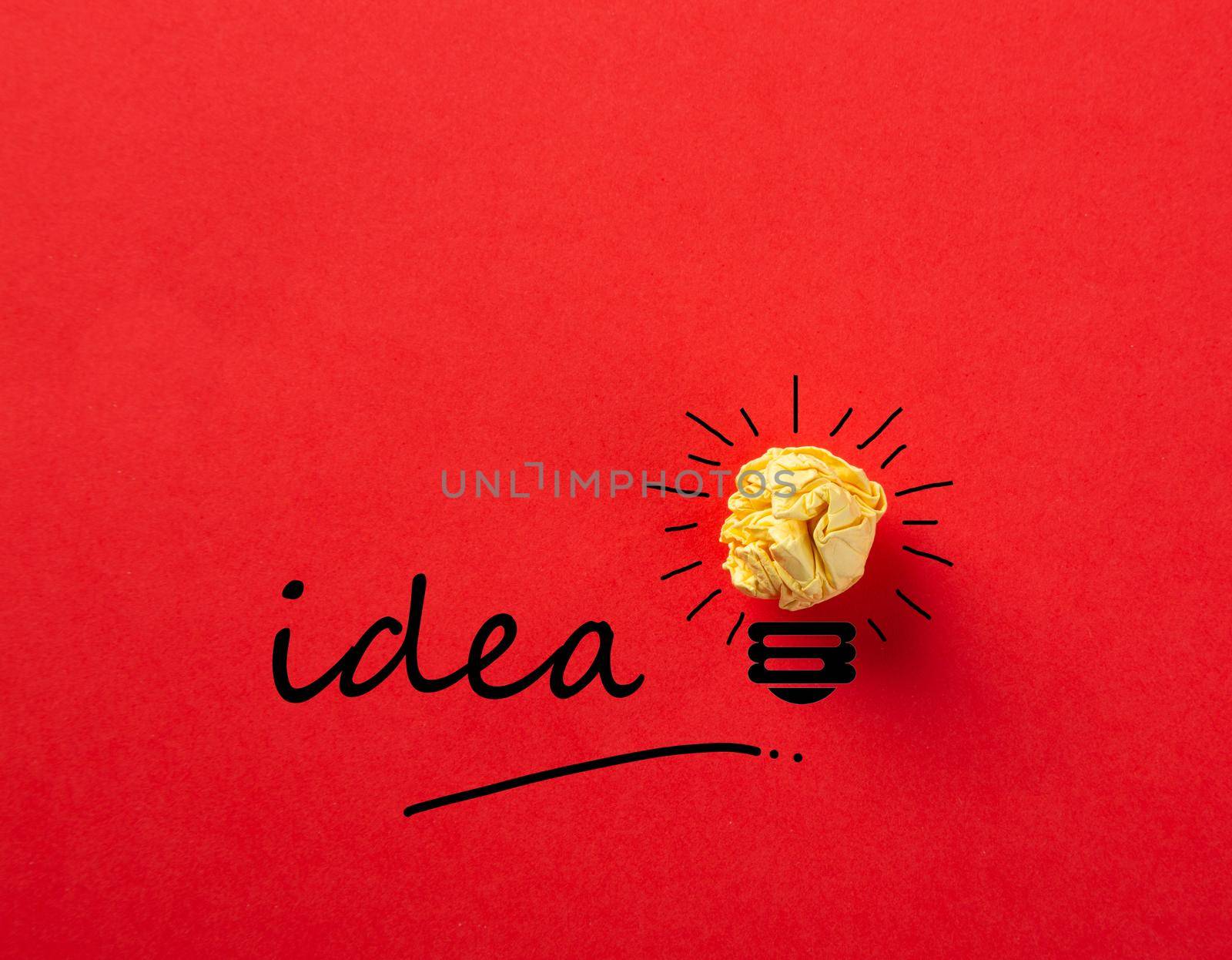 Creative idea, Inspiration, New idea and Innovation concept with Crumpled Paper light bulb by tehcheesiong