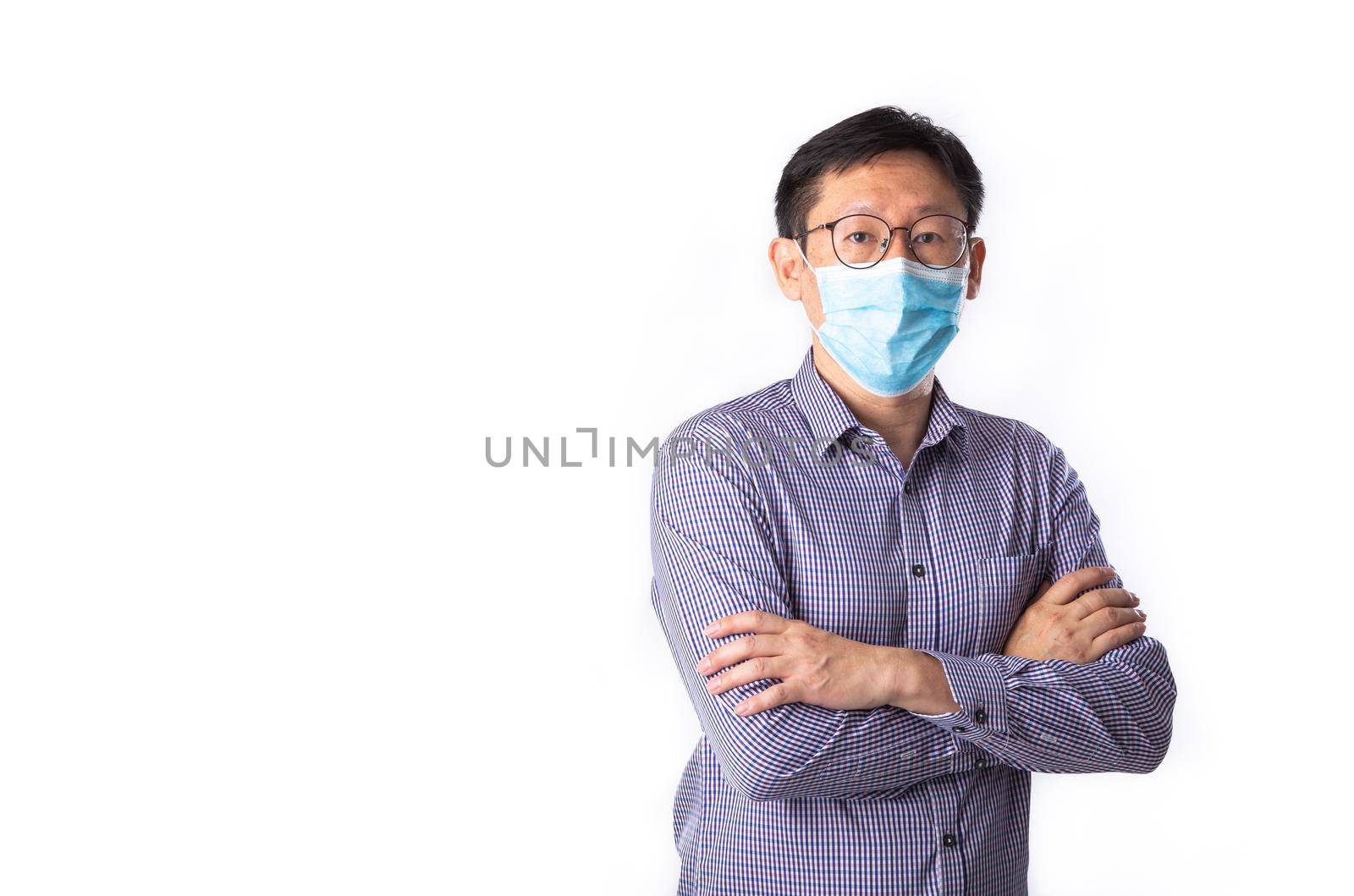 Asian man wearing Face Mask protect spread Covid-19 Coronavirus by tehcheesiong