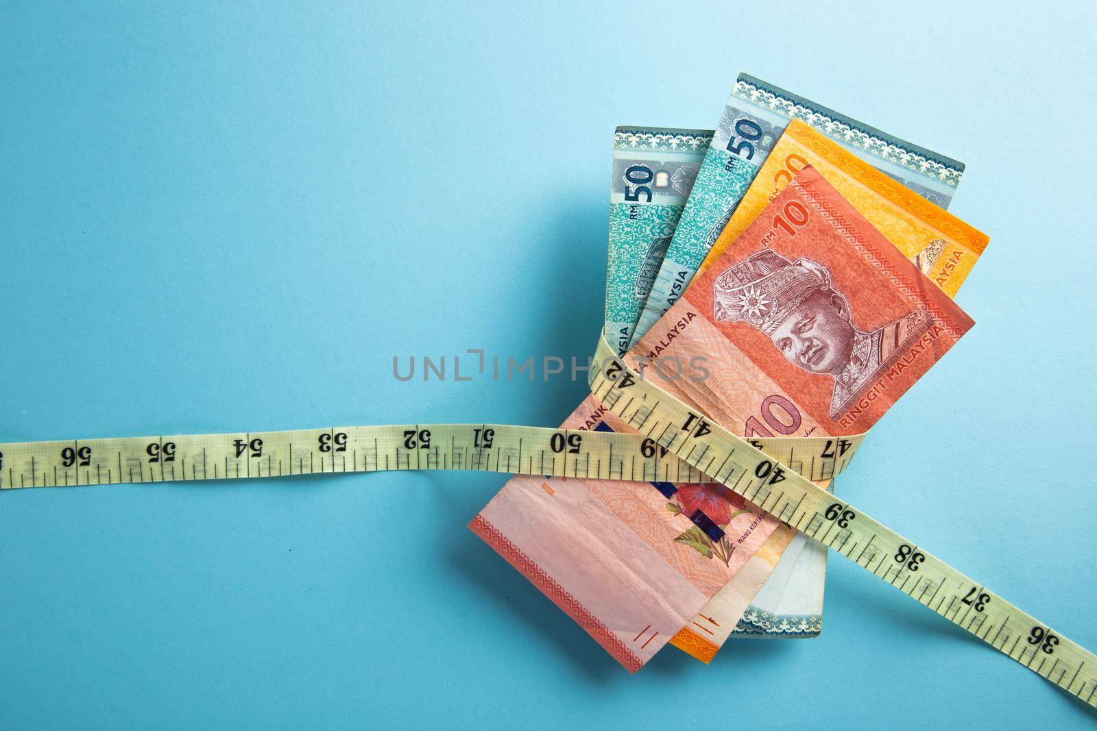 Money with a tape measure. Inflation rates. Price growth.
