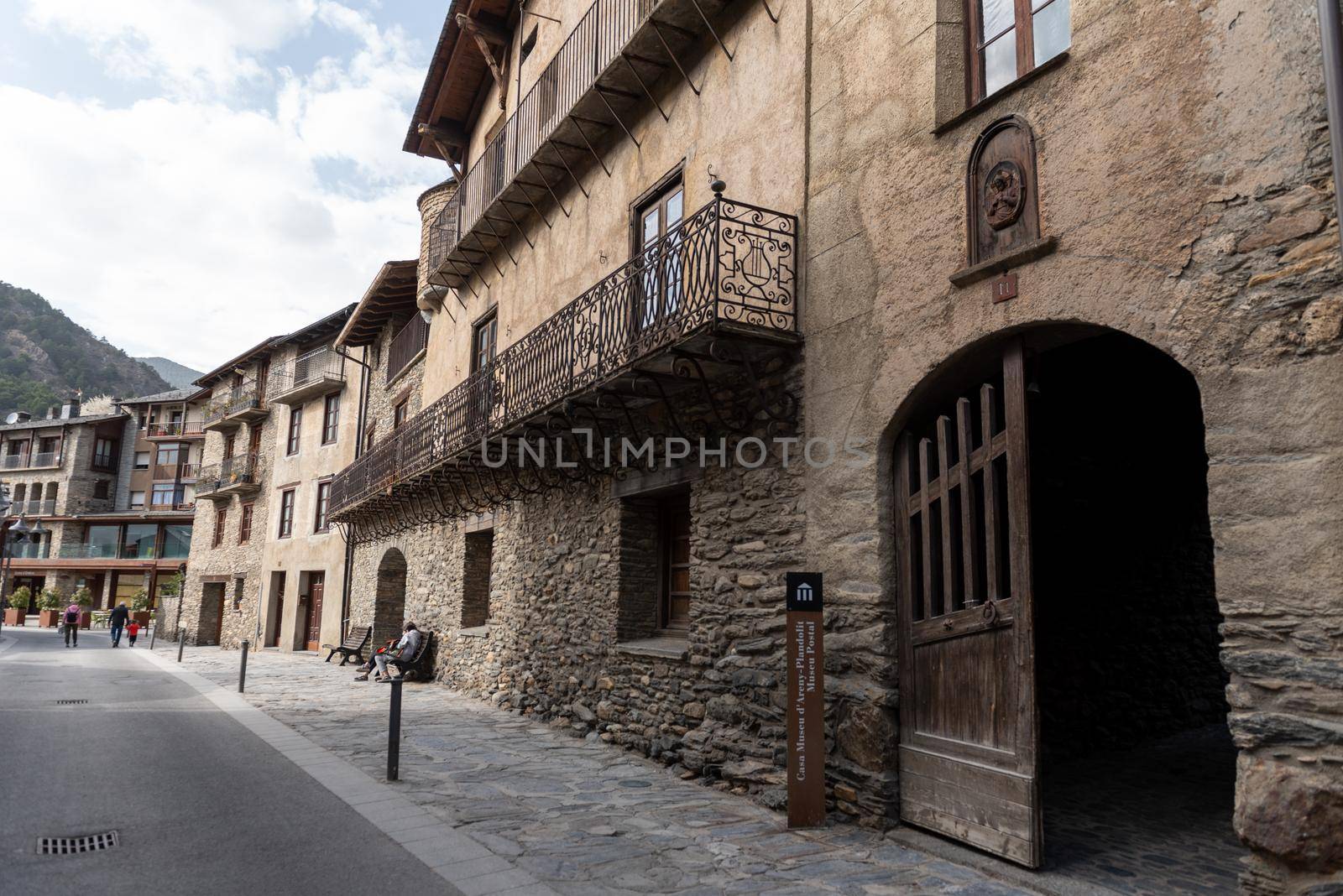 Ordino, Andorra: 2021 March 30: Museum Casa de Areny-Plandolit in spring in Ordino, Andorra in the Pyrenees in 2021.