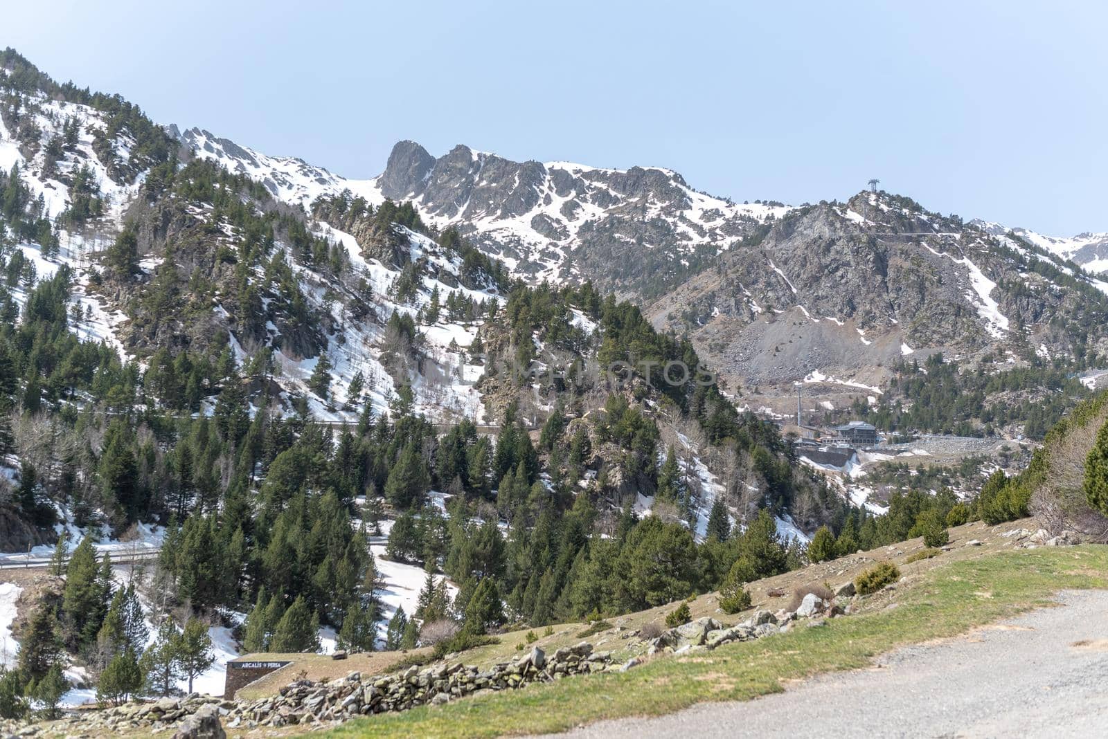 Cabanes del Castellar in Spring on the road to Ordino Arcalis in Andorra.