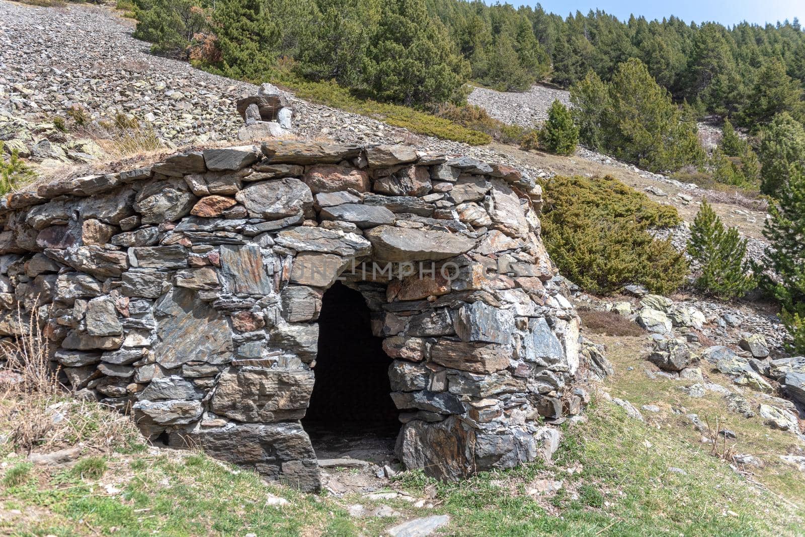 Cabanes del Castellar in Spring on the road to Ordino Arcalis in Andorra.