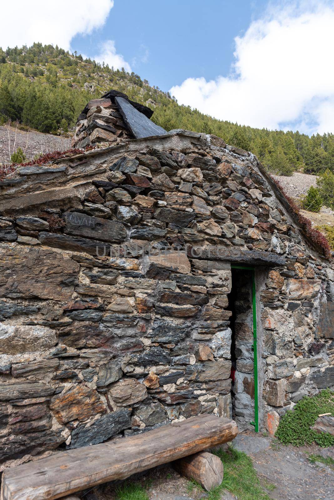 Cabanes del Castellar in Spring on the road to Ordino Arcalis in Andorra.