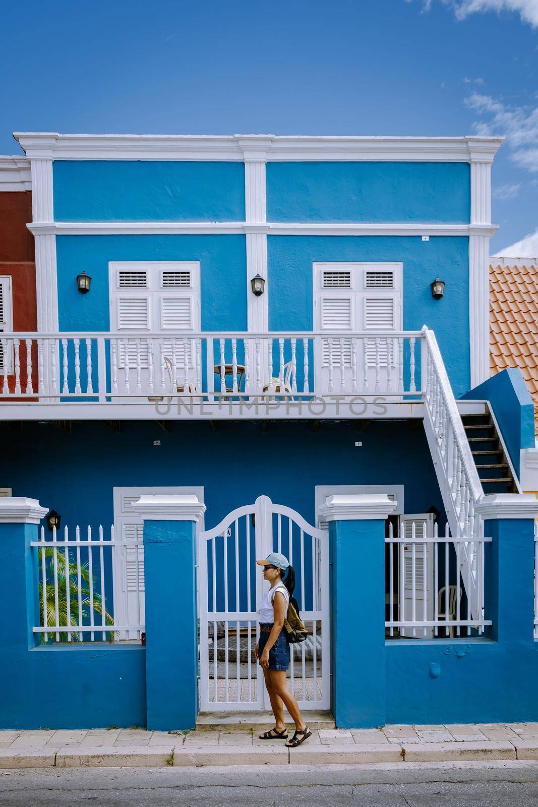 Curacao, Netherlands Antilles View of colorful buildings of downtown Willemstad Curacao Caribbean, Colorful restored colonial buildings in Pietermaai  by fokkebok