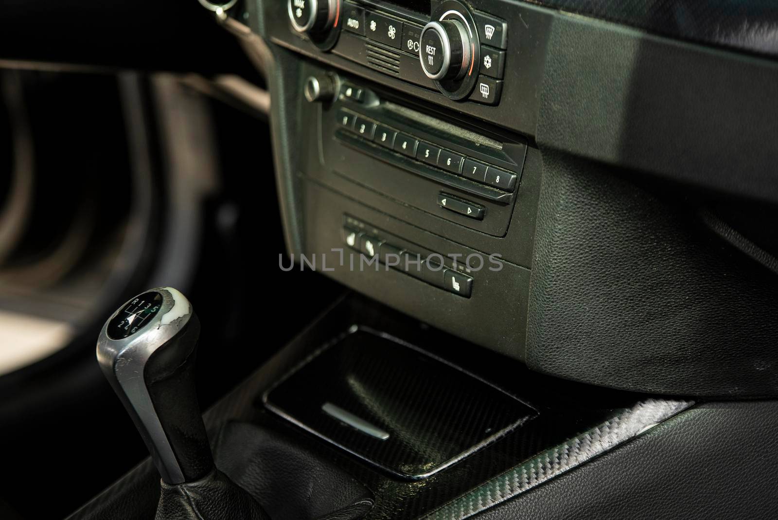 Detail of a luxury Car gear lever