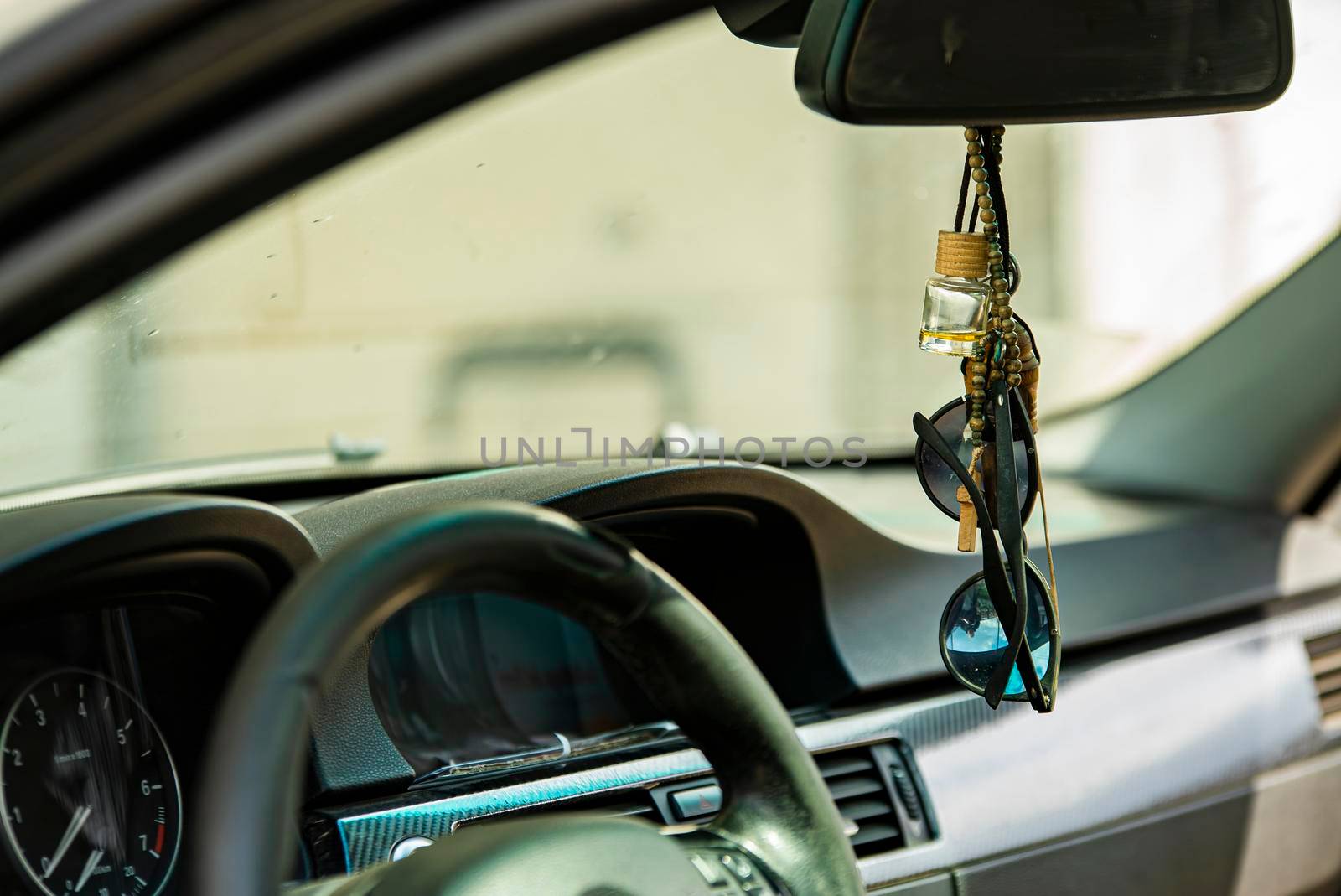 Car interior dashboard detail in a close up shot