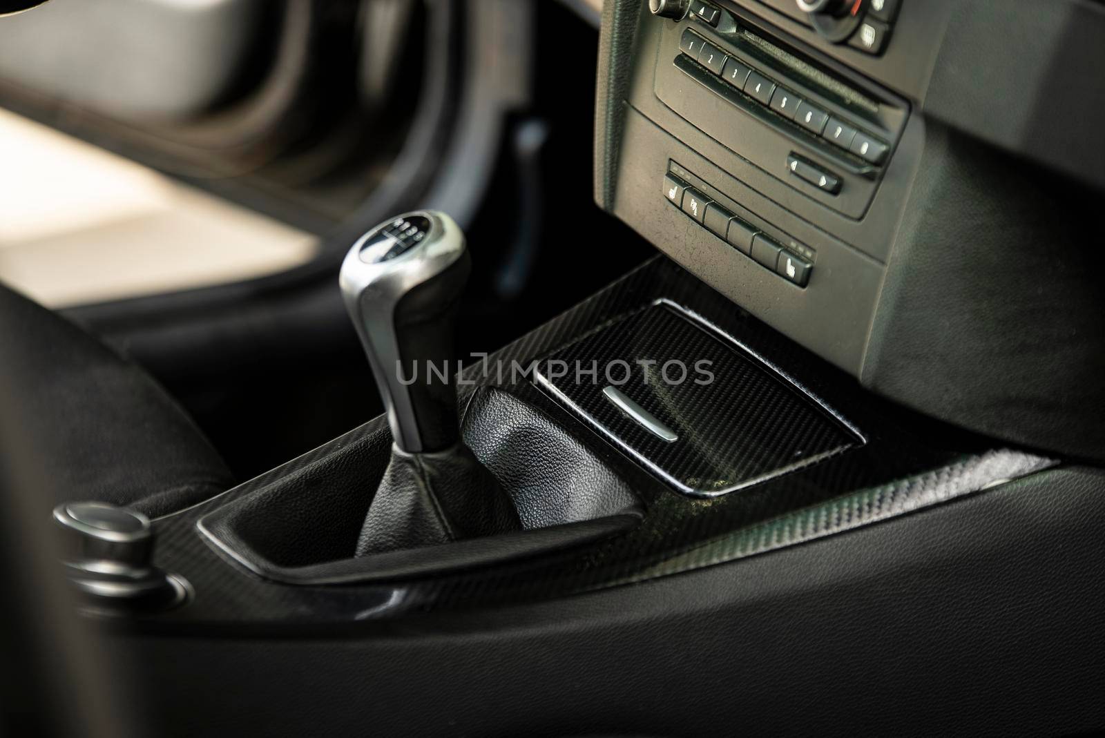 Detail of a luxury Car gear lever