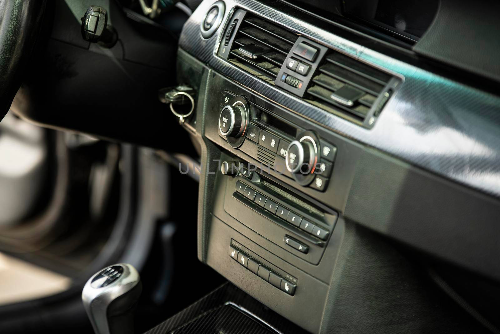 Detail of Center console of the car