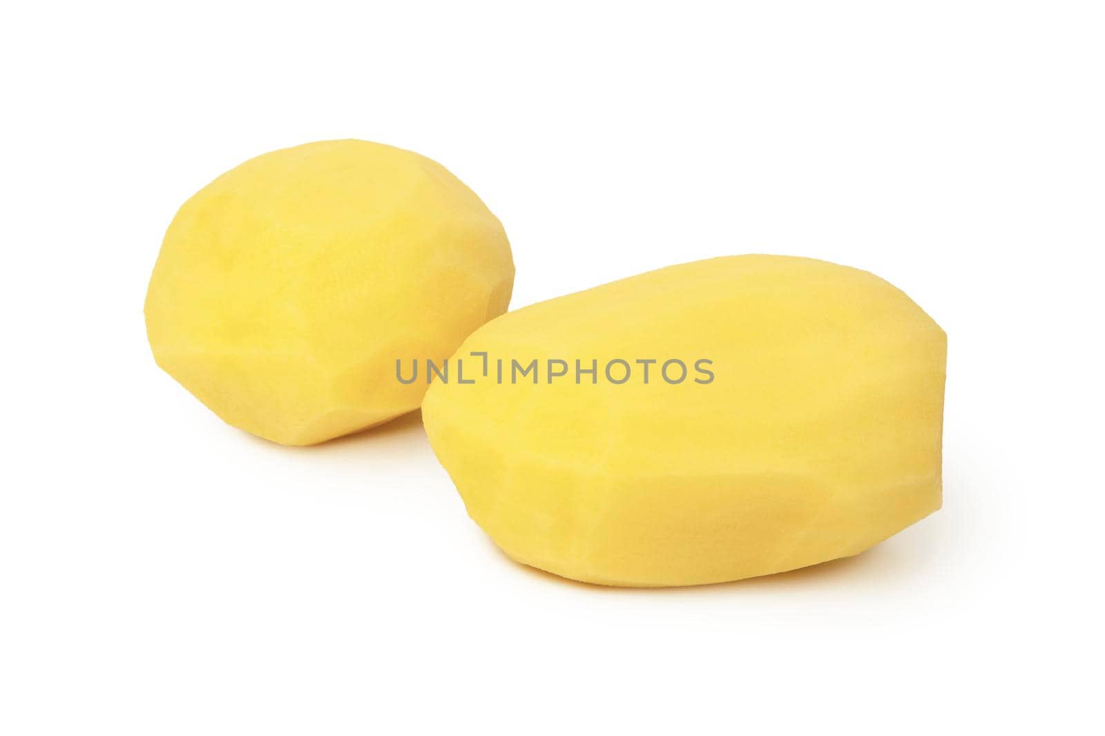Raw peeled potato isolated on white background. With clipping path