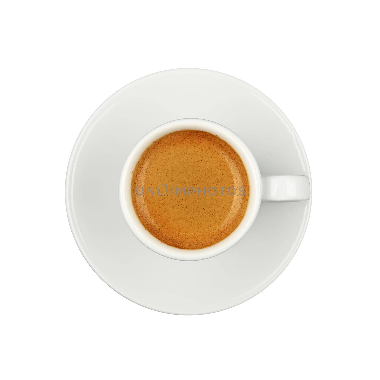 White cup of espresso coffee on saucer isolated by BreakingTheWalls